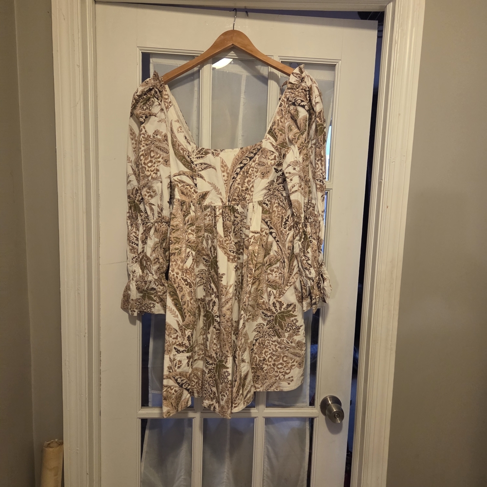 Pilcro Floral Women's Dress in Cream and Brown